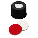 13 15 0815S   La Pha Pack 13mm Combination Seal: PP Screw Cap, black, centre hole; Silicone cream/PTFE red, 55° shore A, 1.5mm