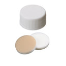 24 15 1540  La Pha Pack ND24 Screw Cap without hole (white) assembled with Septa Silicone/PTFE (white/beige), 45° shore A, 3.2mm thick