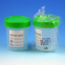 5913  Globe Scientific 4oz Specimen Container, with 1/4-Turn Green Screwcap, Sterile, PP, Individually Wrapped, Graduated / Qty 100