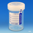 6220  Globe Tite-Rite Container, 90mL (3oz), with Attached White Screw Cap and ID Label, Graduated, STERILE