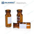C0000023  ALWSCI 2ml amber glass flat base 11mm snap vial wide opening with label, 100/pk
