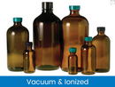 LS-07984 2oz (60ml) Amber Boston Round with 20-400 Black Phenolic PolyCone Lined Cap attached, Vacuum & Ionized