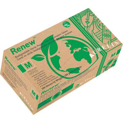 Aurelia Renew Nitrile Biodegradable Exam Gloves / Qty 3000 ( 10 Boxes of 300)