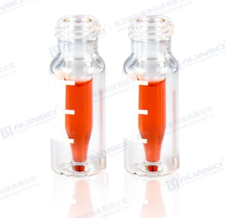 C0001937 ALWSCI  2mL Clear Glass Vial  With Integrated 0.2ml  Micro-insert, Write-on Patch / Qty 100