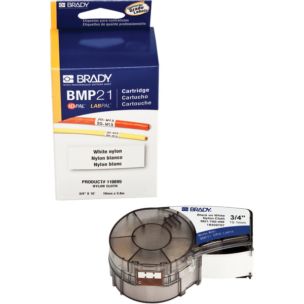 Brady M21-750-499 Label Tape, Permanent Acrylic, 0.75" L x 192" H, Black/White