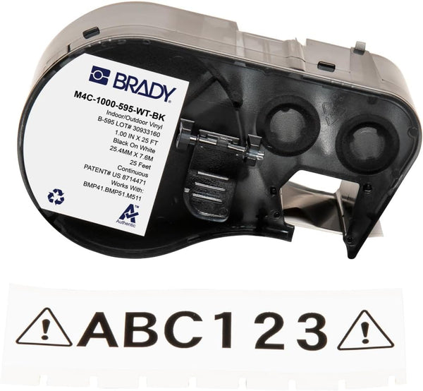 Brady M4C-1000-595-WT-BK Brady Vinyl Label Tape for Label Printer BMP41/BMP51/BMP53/M511 / Qty1