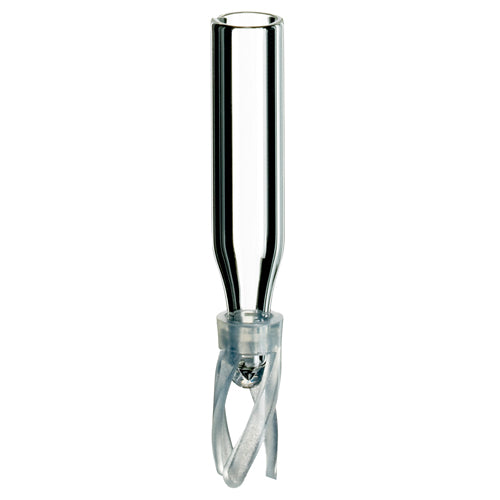 La Pha Pack 06 09 0865 Micro-insert, 0.1 ml, 29x5.7mm, clear glass,1st hydrol. class,  w/assbld plastic spring