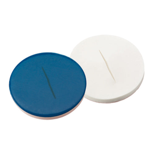 08020039 8mm Septa  slitted Silicone/PTFE White/Blue / Qty 100