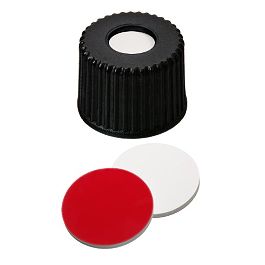 08 15 0293  La Pha Pack Screw Cap (Black) 8 mm, Silicone/PTFE Septa