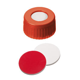 09 15 1178   La Pha Pack  Screw Cap (Red) 9 mm, Silicone/PTFE Septa Ultra Clean