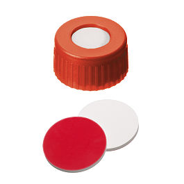 La Pha Pack 09 15 1178 Screw Cap (Red) 9 mm, Silicone/PTFE Septa Ultra Clean