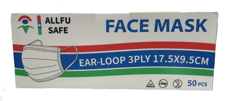 Disposable Face mask 3 Ply, Ear Loops, Blue, 100% Polypropylene / Qty 50