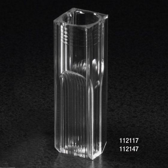 Globe Scientific 112117 Cuvette, Semi-Micro, 2.9mL, with 2 Clear Sides, PS, 100/Tray, 10 Trays/Unit