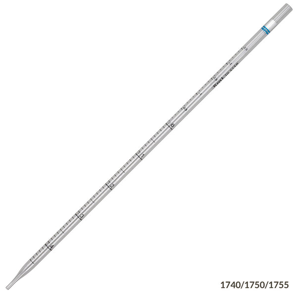 Globe 1740 5mL, Serological Pipette, PS, Standard Tip, 342mm, STERILE, Blue Striped, Individually Wrapped / Qty 250