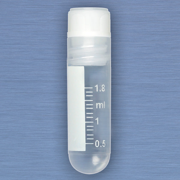 Globe Scientific 3003 CryoClear Vials, 2.0mL, STERILE, Internal Threads, Round Bottom, Printed Graduations, Writing Space and Barcode / Qty 500