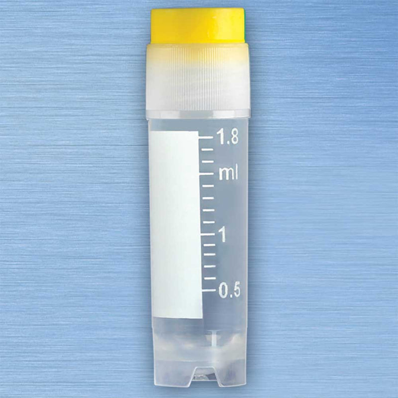 Globe 3012Y CryoClear Vials, 2.0mL, STERILE, Yellow Cap, External Threads, Attached Screwcap