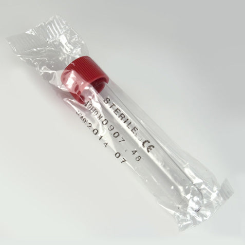 Globe 6152  Test Tube with Attached Screw Cap, 16 x 100mm (12mL), PS, STERILE, Individually Wrapped