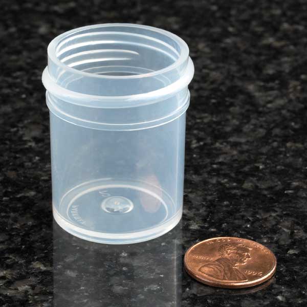 6363  Globe Jar, Wide Mouth, 15mL (1/2oz), PP, 33mm Opening, 1 x 1 7/16" (Screw Cap Packaged Separately)