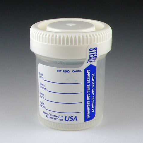 Globe 6523TP 	Container: Tite-Rite, 60mL (2 oz), PP, STERILE, Attached White Screw Cap, ID Label with Tab Seal, Graduated, Thermometer Strip