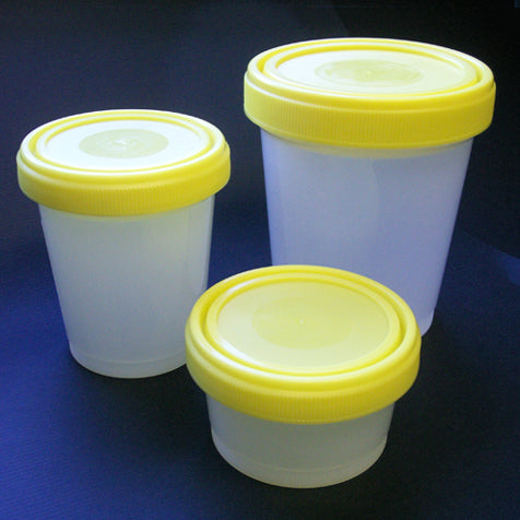 Globe 6540   Container: 250mL (8oz), PP, Graduated, with Separate Yellow Screwcap