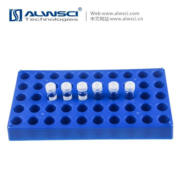 ALWSCI C0000094  PP Vial Rack 50 Positions for 2mL Vials Blue Color. 1pc/pk.