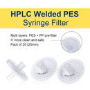 C0000296   ALWSCI Welded Syringe Filters PES 25mm Diameter 0.45um Pore Size Non Sterile / Qty 100