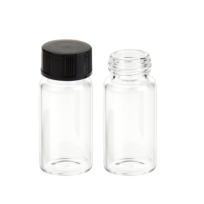 ALWSCI C0001551  Sample vial 5ml, clear storage vial, liquid sampling collection glass thread bottles, with 15-425 black screw cap, PE liner, 100/pkg