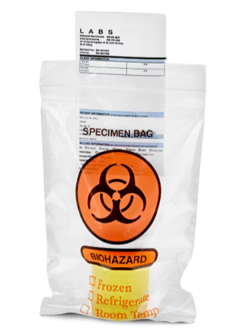 Biohazard Specimen Bags, 6" x 9", 2 Mil With Outer Pouch / Qty 1000