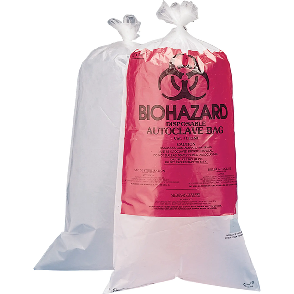 Autoclavable Biohazard Disposal Bags, 24" L x 12" W, 1.5 mils / Qty 100