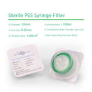 SFPES033022S-10  Syringe Filter, Sterile, Individually Packed, PES Membrane 0.22um Pore Size, 33mm Diameter, Hydrophilic / Qty 10