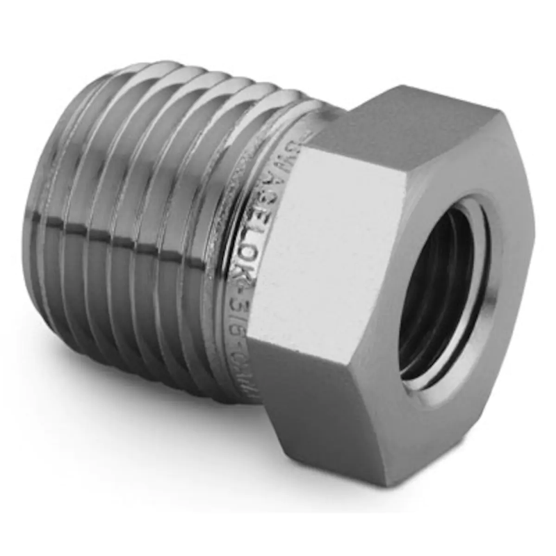 Swagelok SS-8-RB-6 Stainless Steel Pipe Fitting, Reducing Bushing, 1/2 in. Male NPT x 3/8 in. Female NPT / Qty 1
