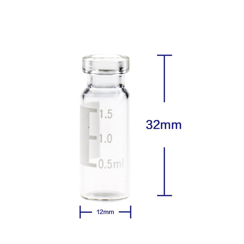 ALWSCI C0000015 2mL Vial Clear 11mm Wide Opening Crimp Top Label / Qty 100