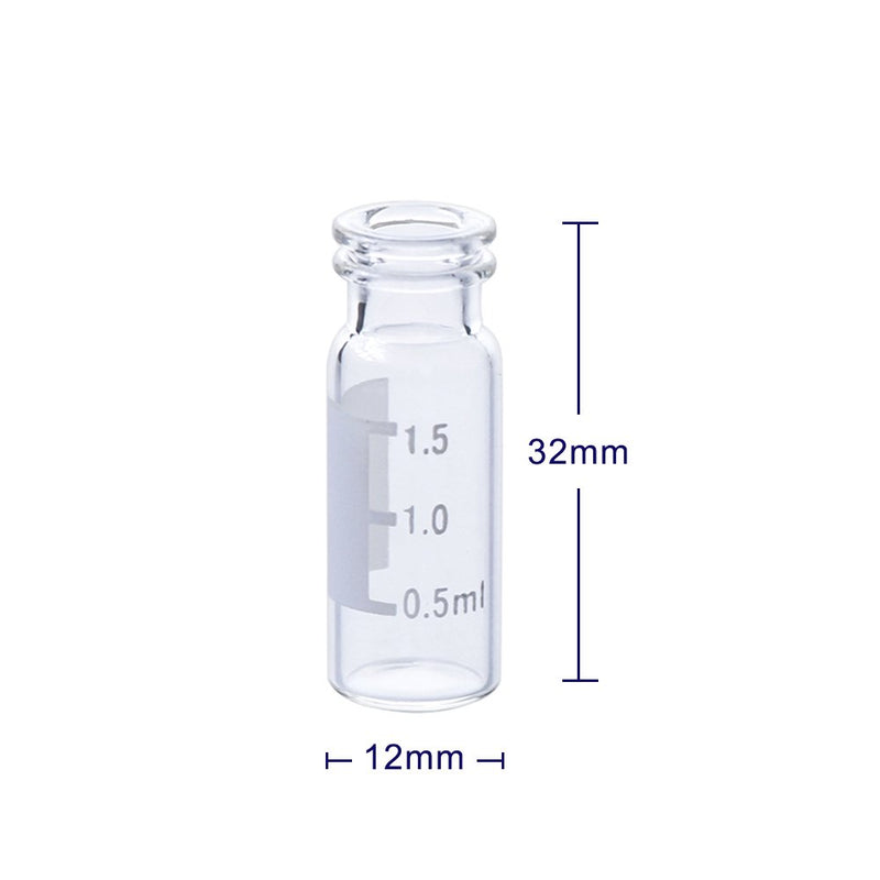 ALWSCI C0000021 Autosampler Vials, 11 mm Snap Top with Label, Clear Glass / Qty 100