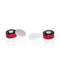 ALWSCI C0000986  20 mm Bi-Metallic Crimp Cap with Natural PTFE/Natural Silicone Septa, Red and Silver / Qty 100