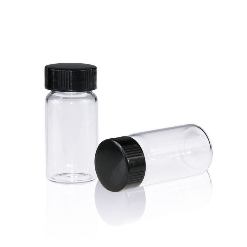 ALWSCI 20ml Vial, Clear Glass with 24-400 Black Closed Cap, PE Liner/ Qty 20
