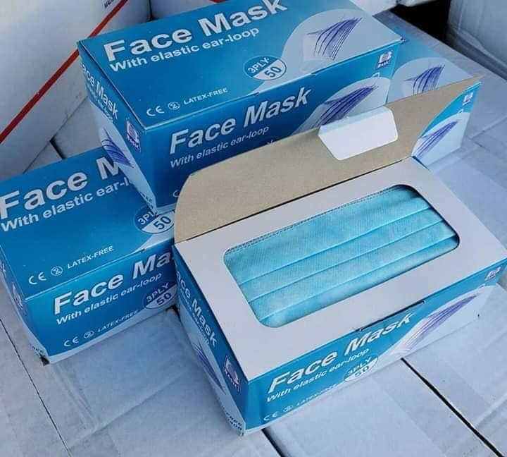 Surgical Face mask 3 ply, Earloop, Latex free, Fibreglass free, Non-sterile, 50 masks per box