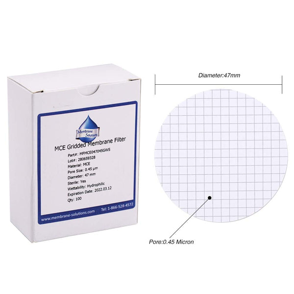 MFMCE047045GWS MCE Membrane Filter, Sterile, Gridded, Diameter: 47mm Pore: 0.45 Micron / Qty 100